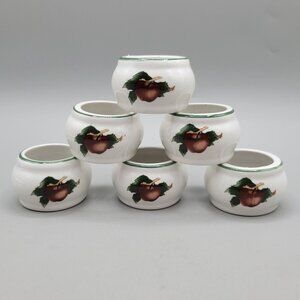 Citation Cades Cove Pattern Napkin Rings Apple Cherry Discontinued Set of 6